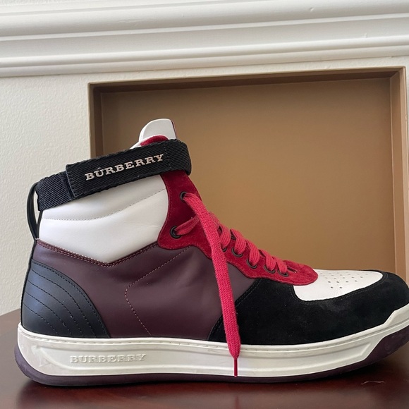 Burberry Multicolor Leather and Suede Dennis High Top Sneaker - Picture 12 of 13